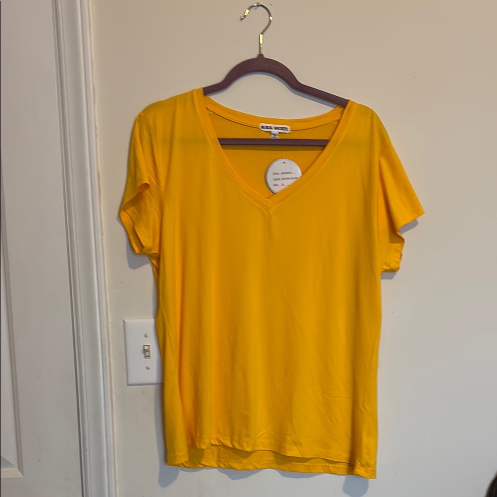 Morale society Yellow Fitted Short Sleeve T-Shirt